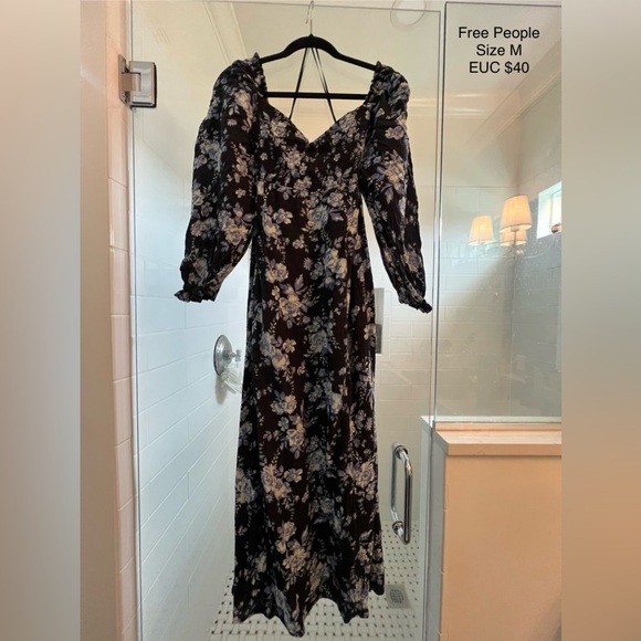 Free People Blue Floral Dress EUC Size M - Picture 2 of 2